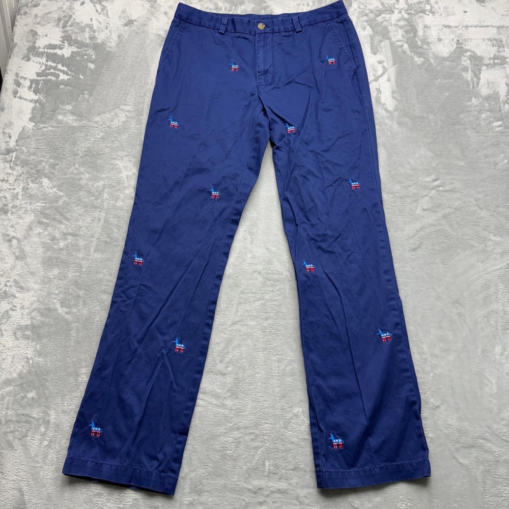 Vineyard Vines Breaker Pants Mens 32x32 Blue Slim Fit Democratic Donkey